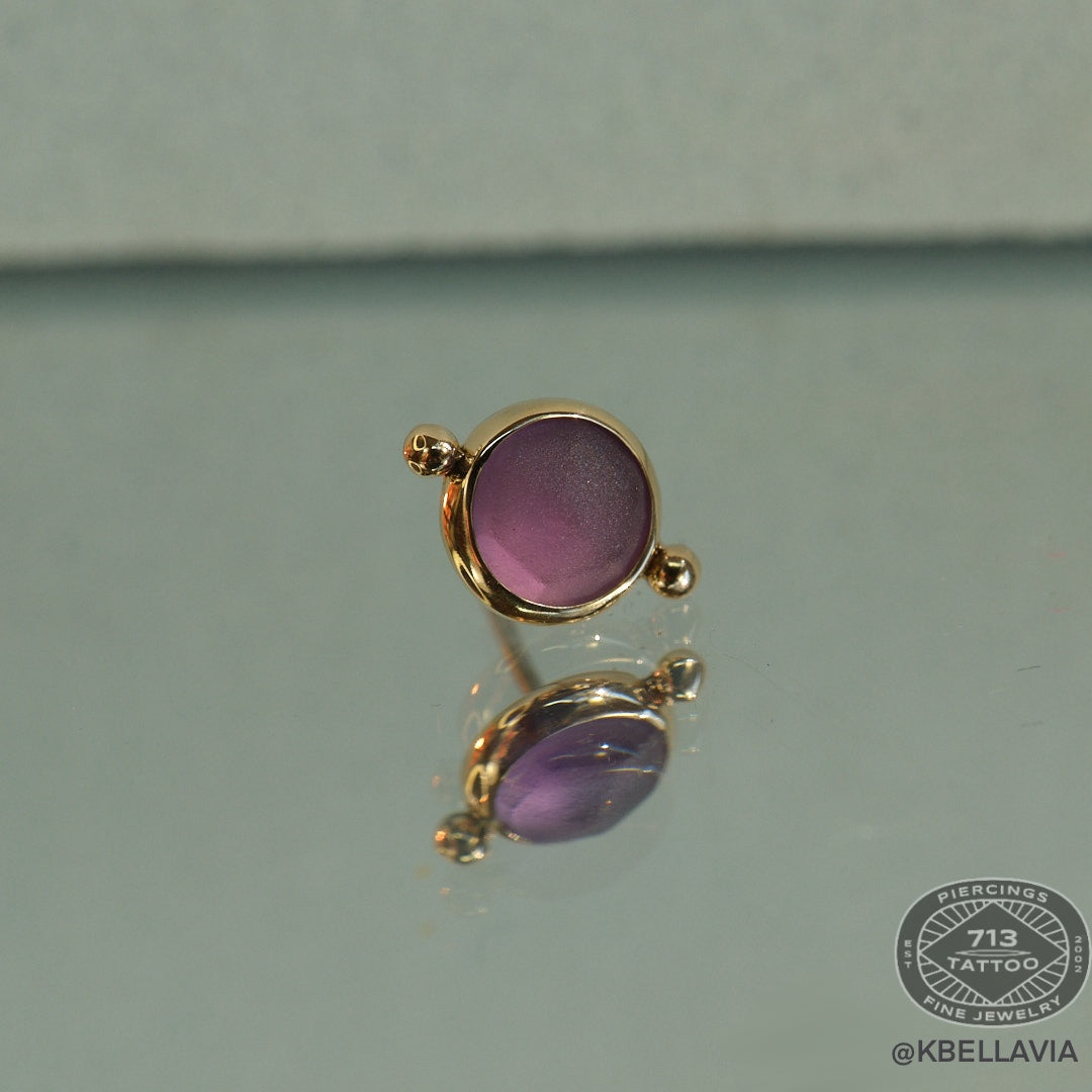 DUSK BODY JEWELRY - SOLSTICE - AMETHYST - 14KT SOLID GOLD - THREADLESS END