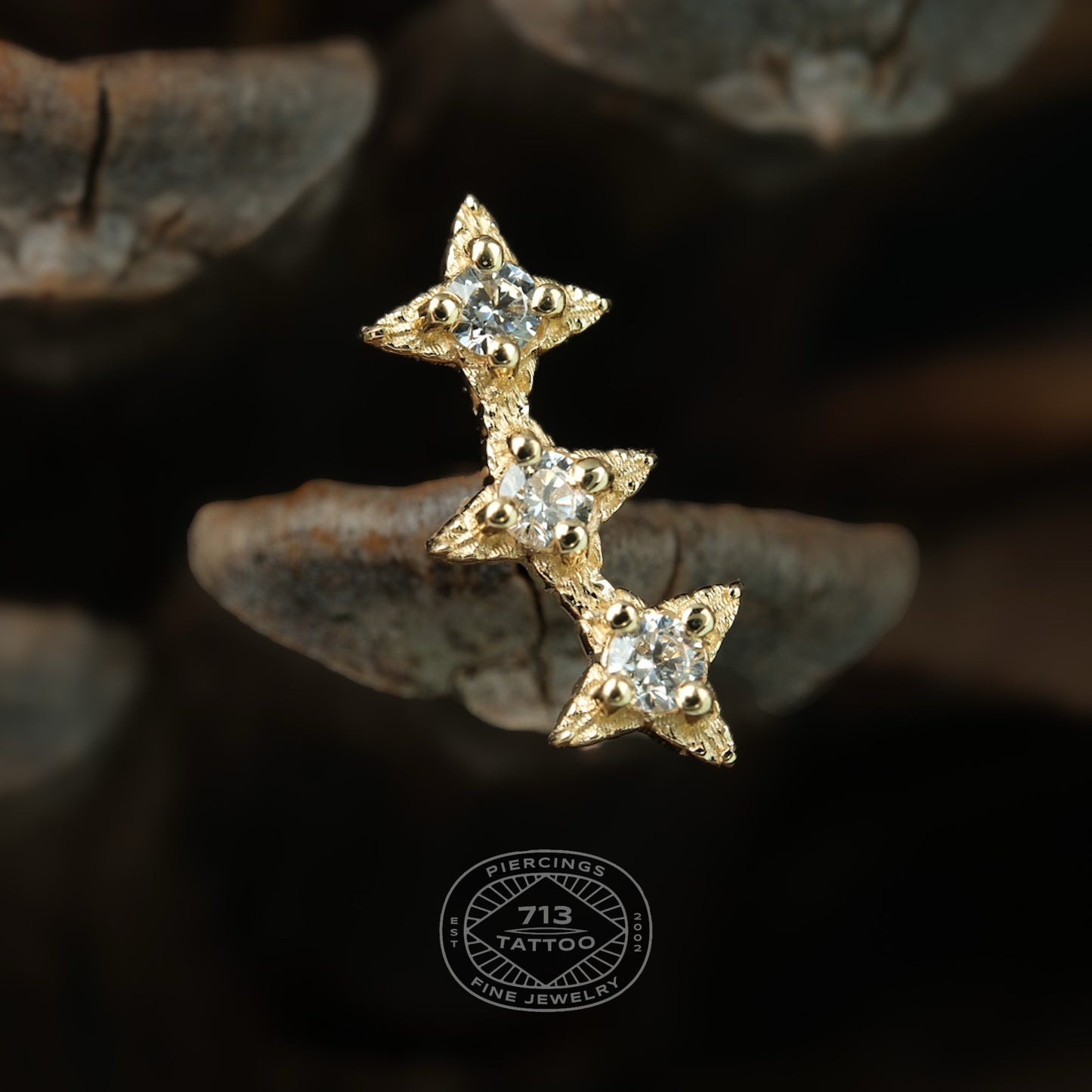 AUADORE - ALTAIR CURVE - CZ - 14KT SOLID GOLD - THREADLESS END