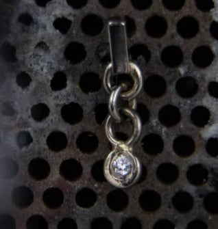 METTLE & SILVER - GENUINE WHITE DIAMOND DANGLE - 14KT SOLID GOLD - THREADLESS END (Copy)