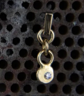 METTLE & SILVER - GENUINE WHITE DIAMOND DANGLE - 14KT SOLID GOLD - THREADLESS END (Copy)