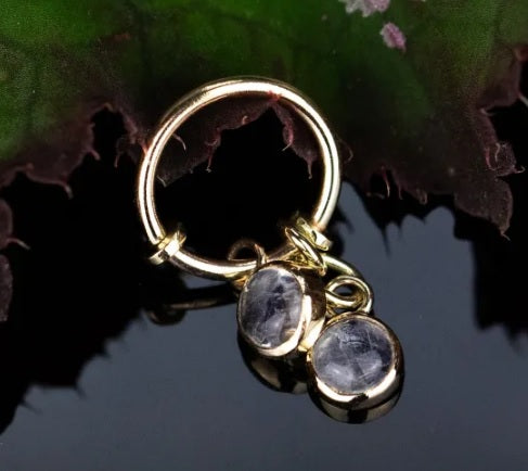 METTLE & SILVER - DOUBLE MOONSTONE SEAM RING - 14KT SOLID GOLD - SEAM RING