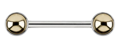 LEROI - DOUBLETTE SIDE-SET BARBELL - 14G - TITANIUM/YELLOW GOLD - THREADED