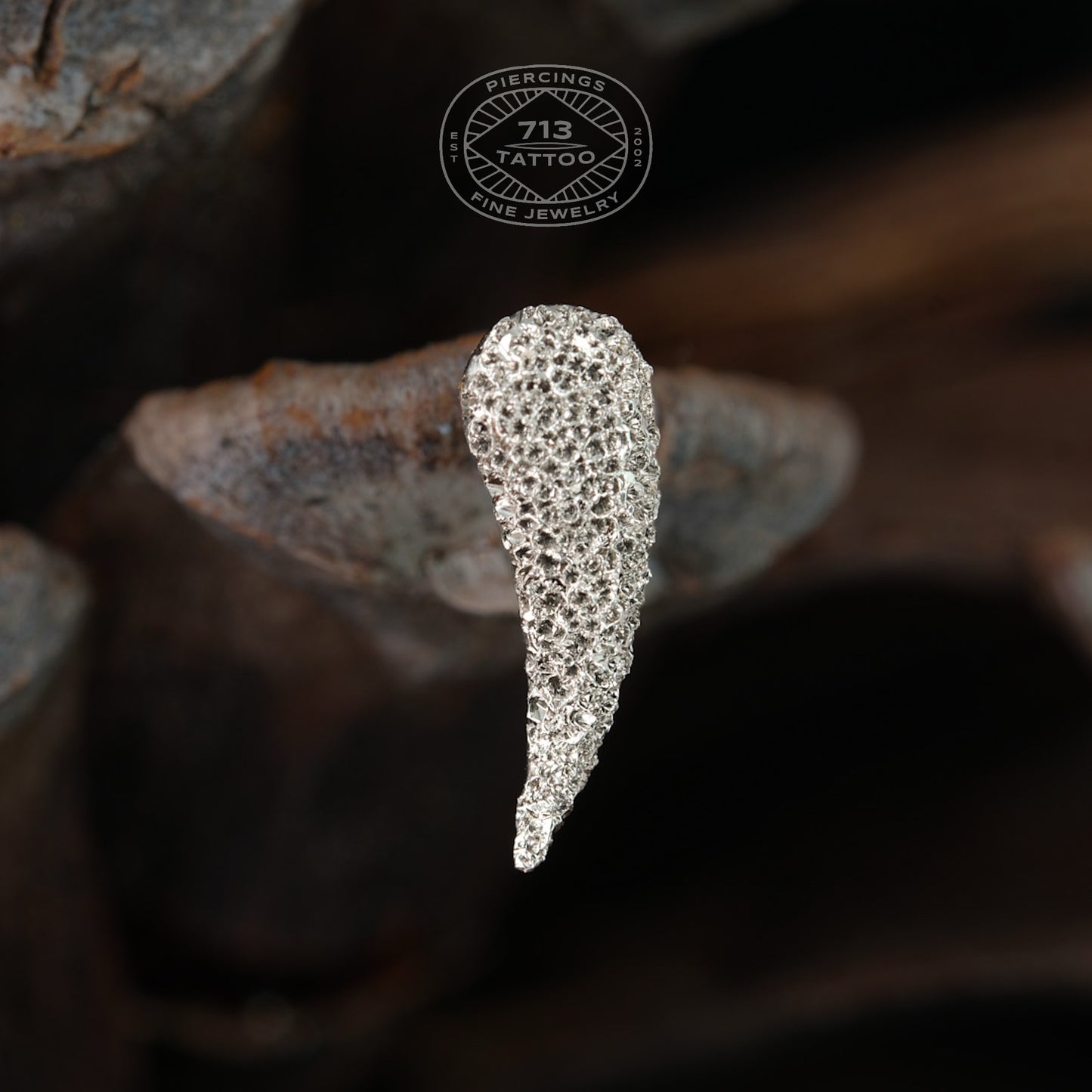 SEASONS HANDMADE JEWELRY - DIAMOND DUSK FANG - 14KT SOLID GOLD - THREADLESS END