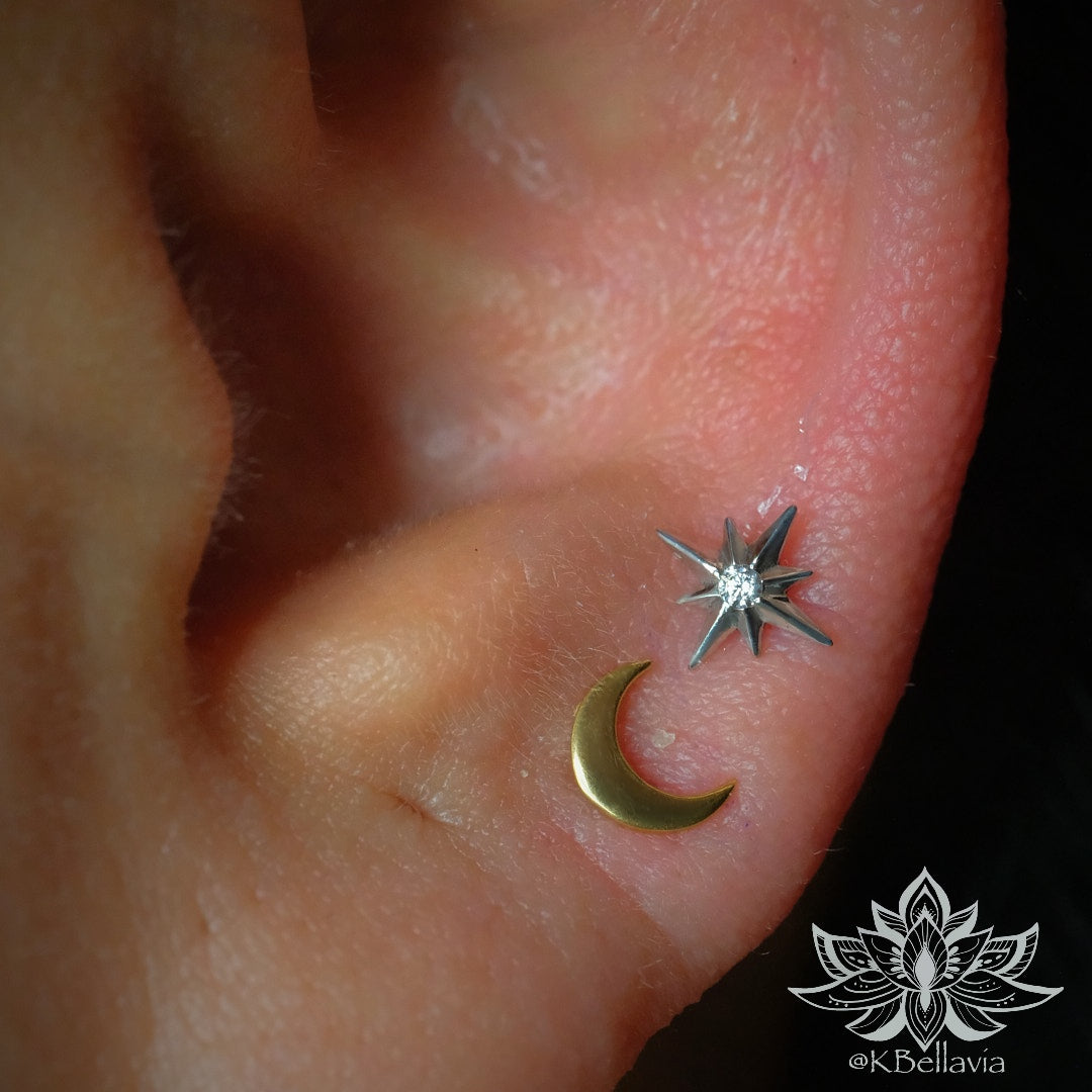 Anatometal - Moon - Polished - 18kt Solid Gold - Threadless