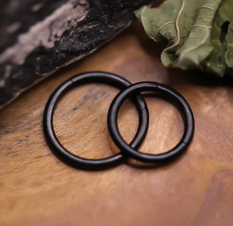BLACK FOREST JEWELRY - MATTE BLACK HINGED CLICKER - 14g - NIOBIUM