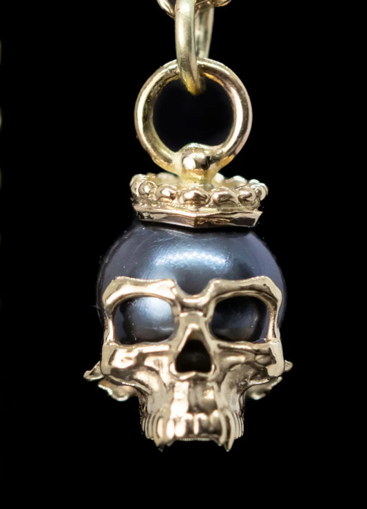 METTLE & SILVER - BLACK PEARL SKULL RELIC - 14KT YELLOW GOLD - CHARM