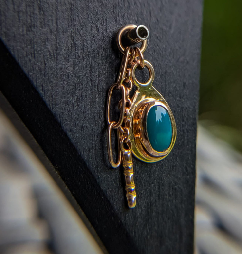 HIGH NOON HANDMADE - TURQUOISE AND ROSE GOLD SANDMAN CHARM - 14KT SOLID GOLD - CHARM