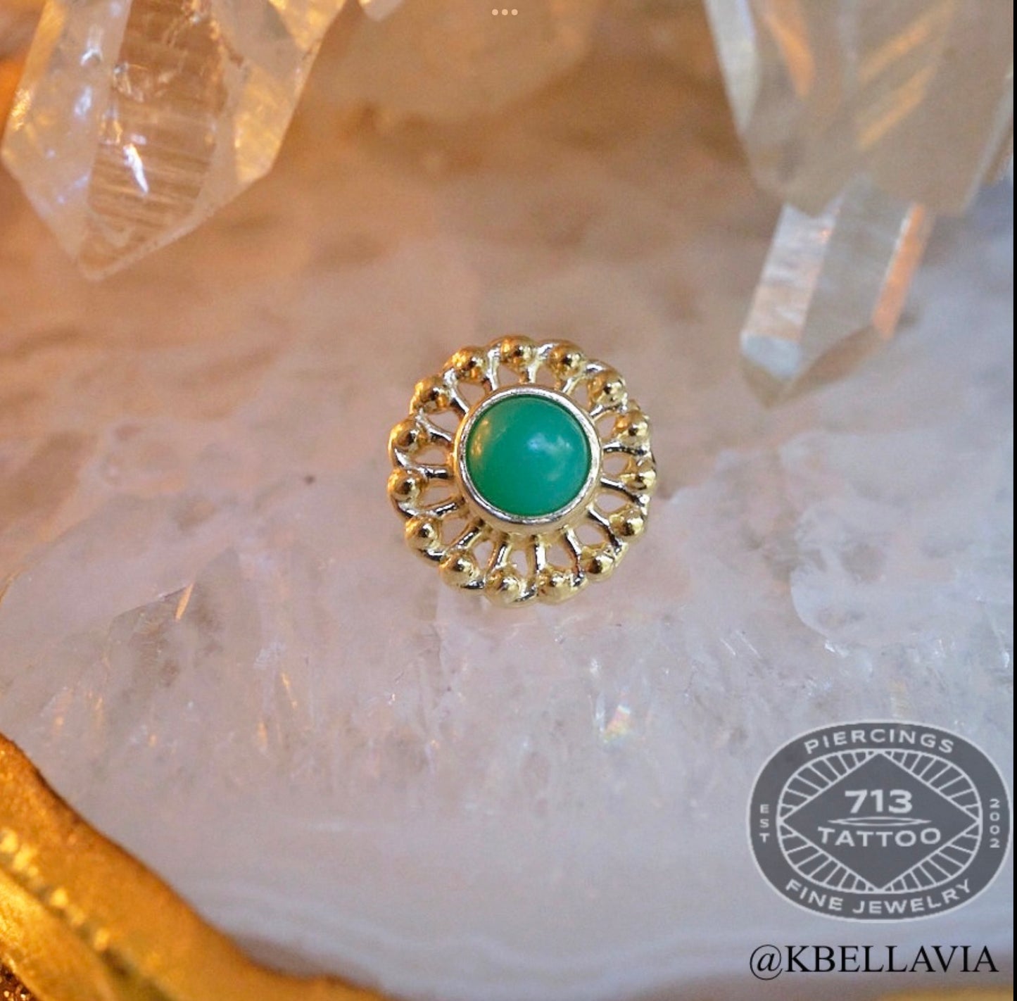 ANATOMETAL - VIRTUE - 4MM CHRYSOPRASE - 18KT SOLID GOLD - THREADLESS END