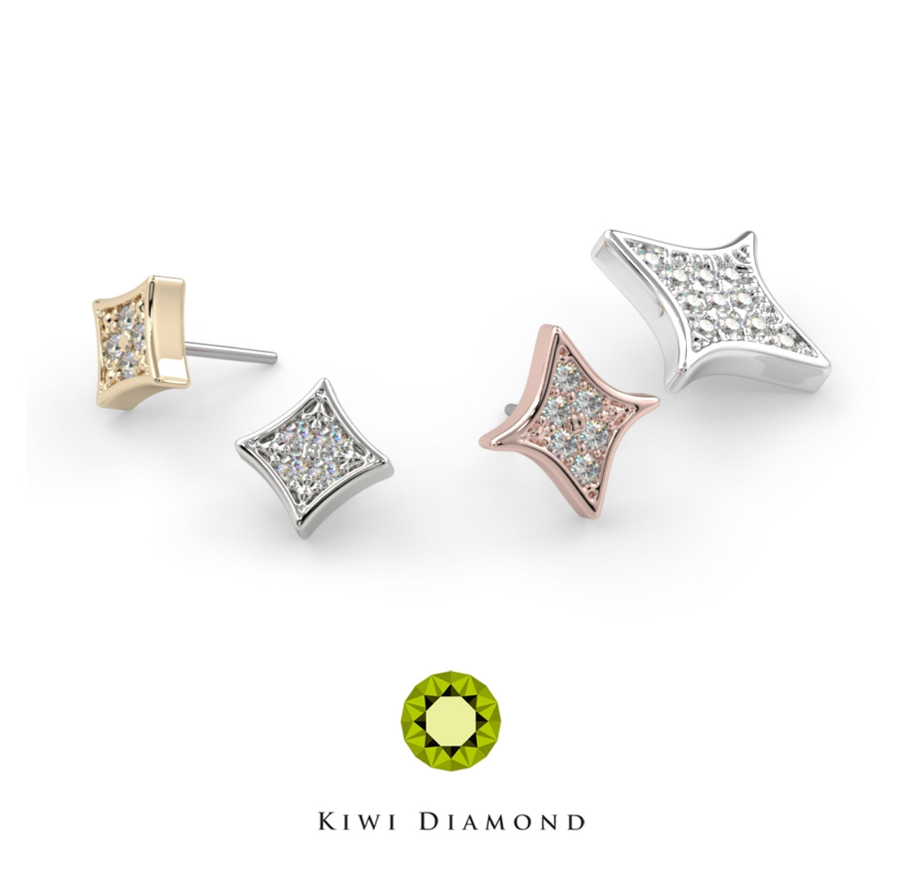 KIWI DIAMOND - ASTRA LUMINA (5MM)- 14KT SOLID GOLD - THREADLESS END