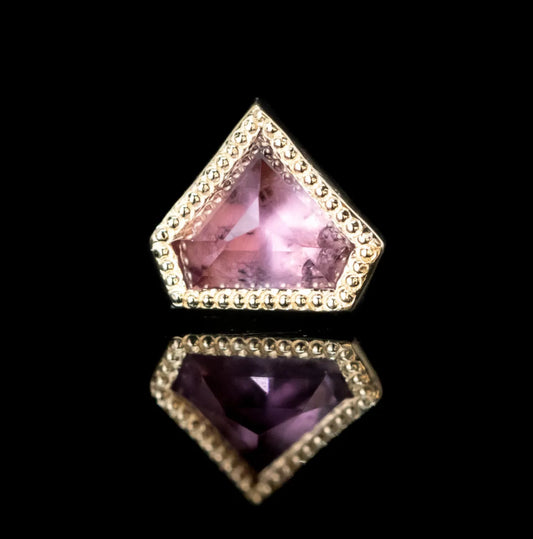 METTLE & SILVER - PINK GEOMETRIC CUT UMBA SAPPHIRE MILGRAIN (4.6mm x 5.2mm) - 14KT SOLID GOLD - THREADLESS END