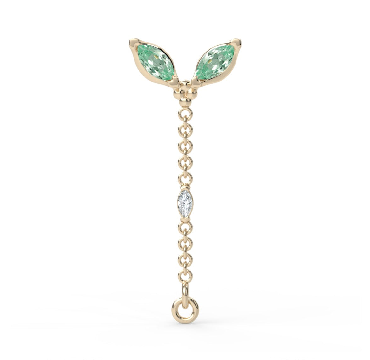 KIWI DIAMOND - CERSEI CHAIN END- 14KT SOLID GOLD - THREADED END
