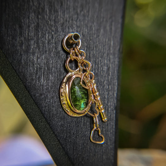 HIGH NOON HANDMADE - GREEN TOURMALINE COMET CHARM - ROSE GOLD - CHARM