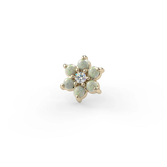 KIWI DIAMOND - ROSETTE - 14KT SOLID GOLD - THREADLESS END