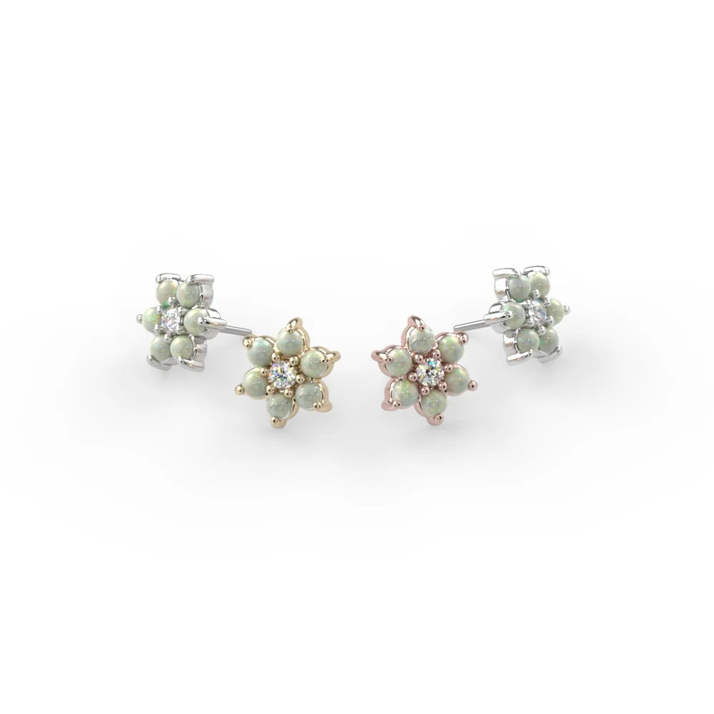 KIWI DIAMOND - ROSETTE - 14KT SOLID GOLD - THREADLESS END