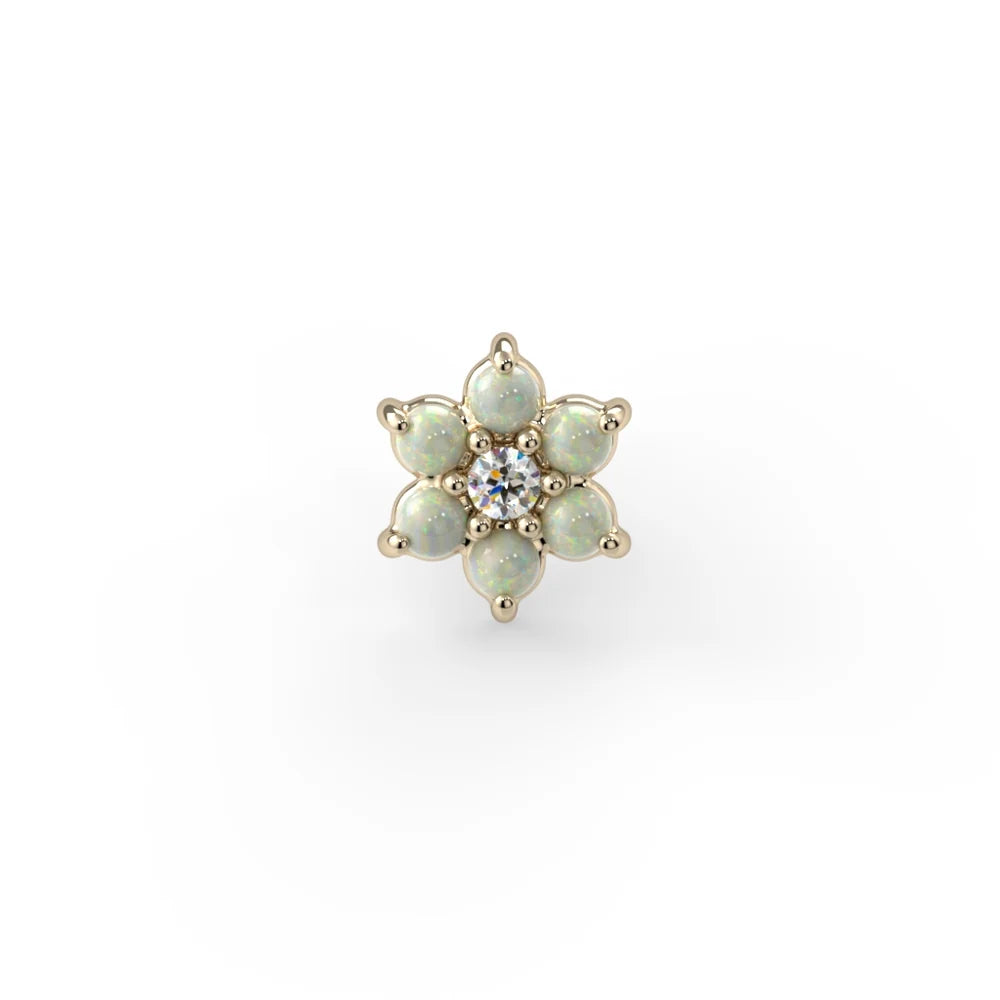 KIWI DIAMOND - ROSETTE - 14KT SOLID GOLD - THREADLESS END