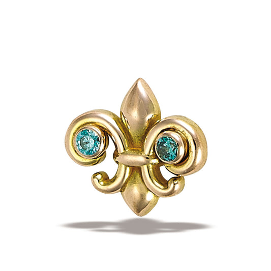 BODY GEMS - FLEUR DE LIS - 14KT SOLID GOLD - THREADLESS END