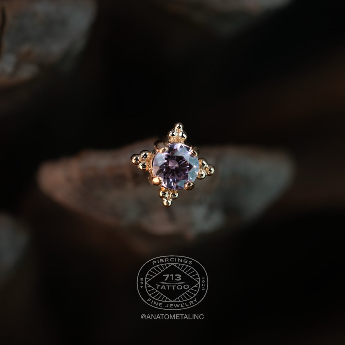 ANATOMETAL - ZIA - FACETED - 18KT SOLID GOLD - THREADELESS END