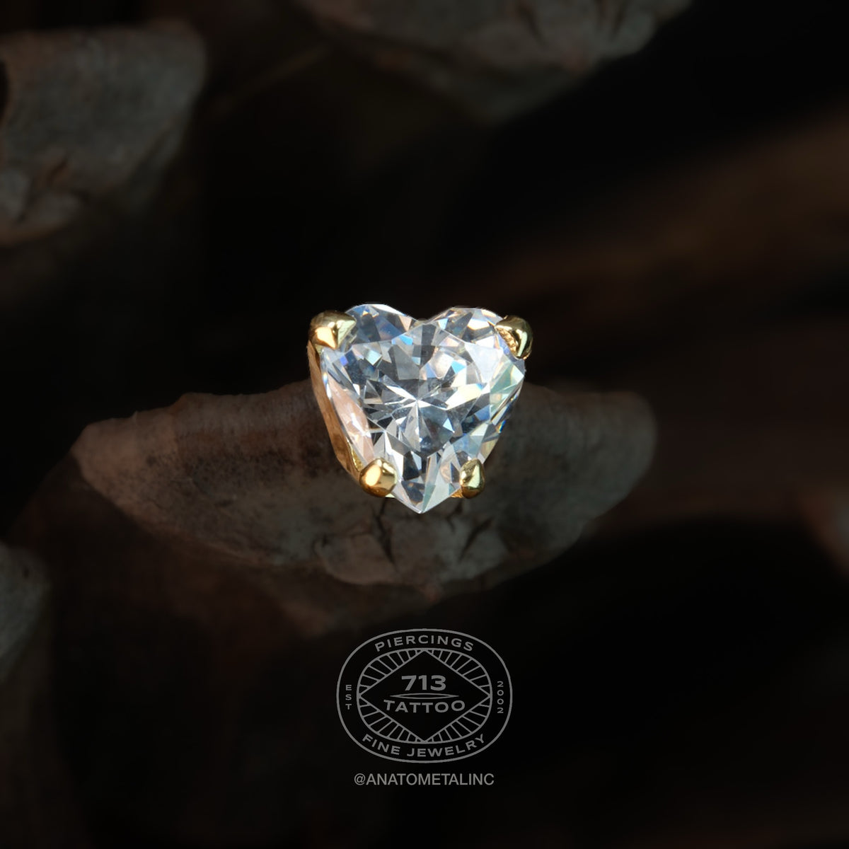 ANATOMETAL - HEART - FACETED - 18KT SOLID GOLD - THREADELESS END