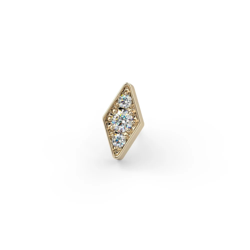 KIWI DIAMOND - FACET - SMALL - 14KT SOLID GOLD - THREADLESS END