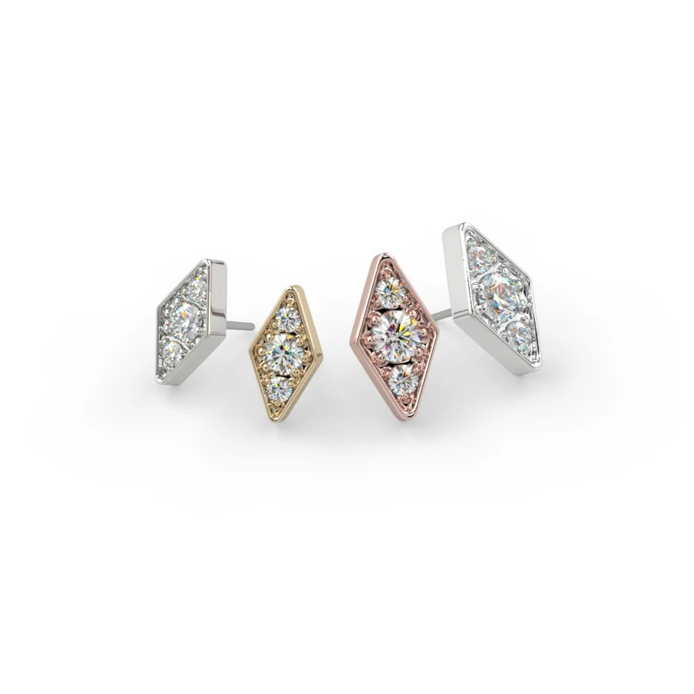 KIWI DIAMOND - FACET - SMALL - 14KT SOLID GOLD - THREADLESS END