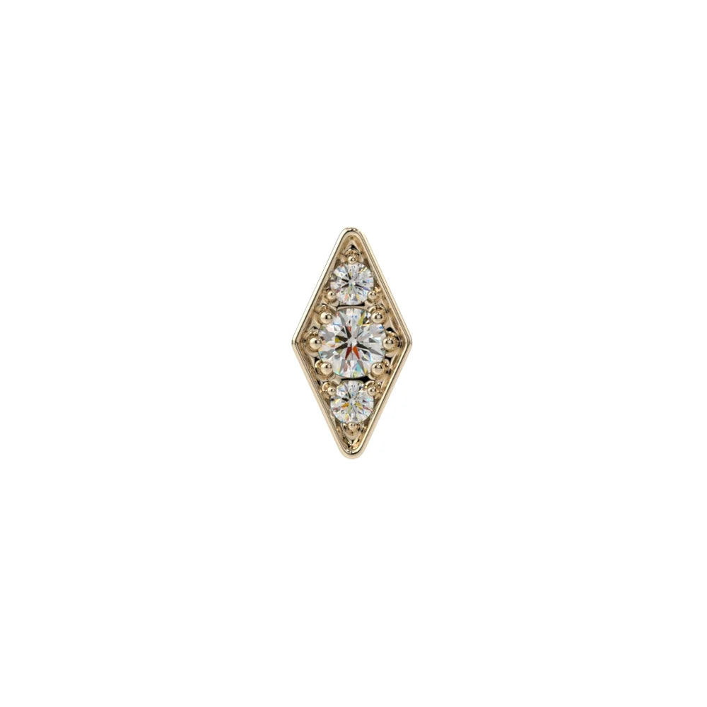 KIWI DIAMOND - FACET - SMALL - 14KT SOLID GOLD - THREADLESS END