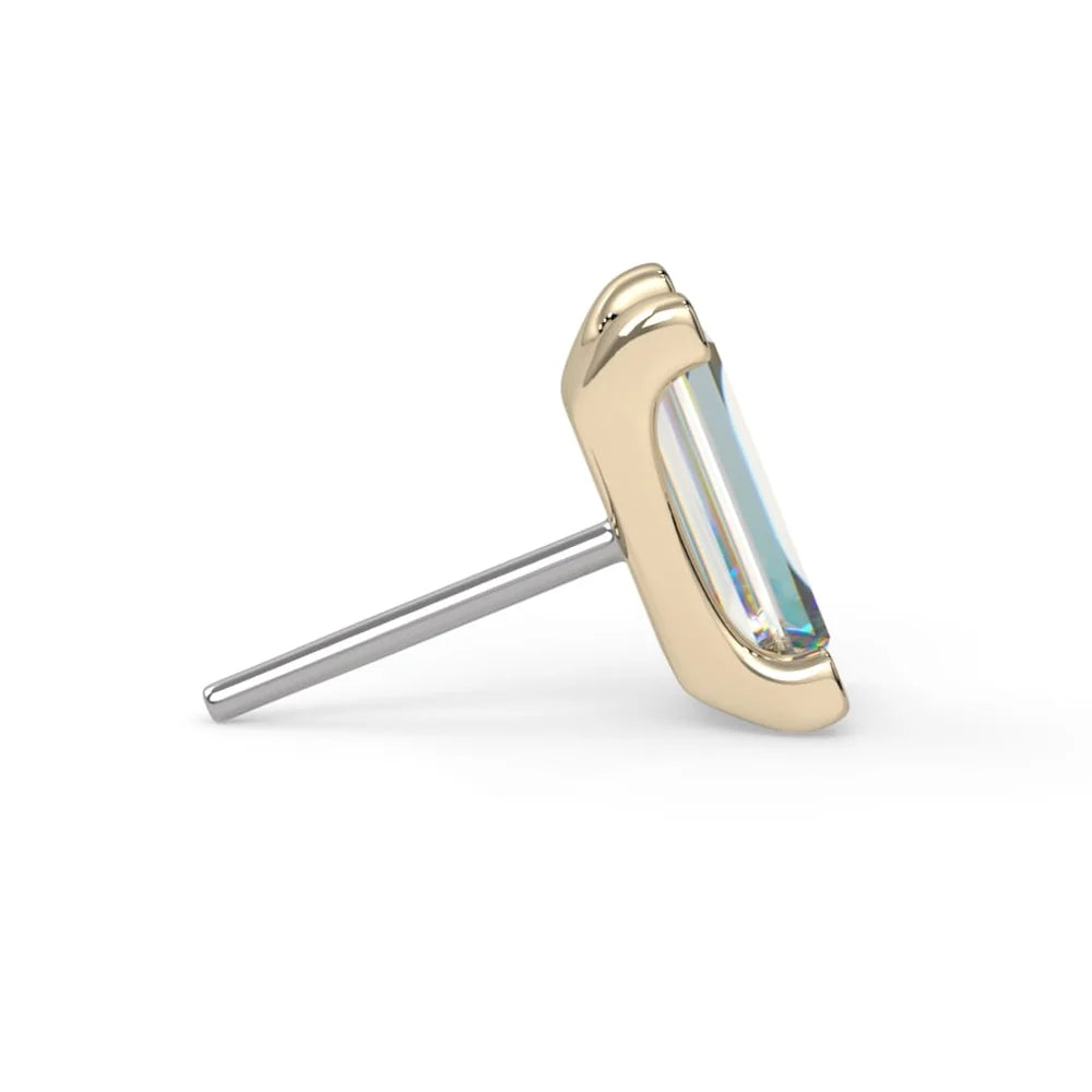 KIWI DIAMOND - LOW-PROFILE BAGUETTE PRONG - 3MM X 1.5MM - 14KT SOLID GOLD - THREADLESS END