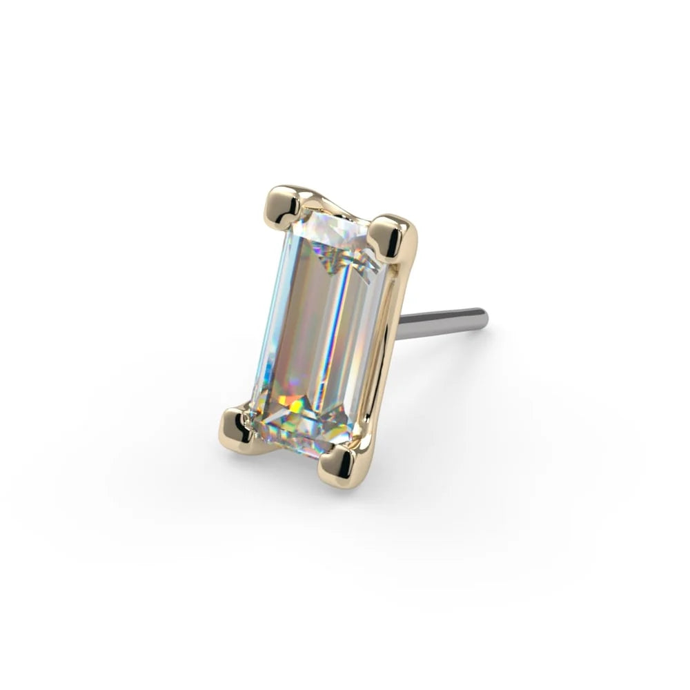 KIWI DIAMOND - LOW-PROFILE BAGUETTE PRONG - 3MM X 1.5MM - 14KT SOLID GOLD - THREADLESS END