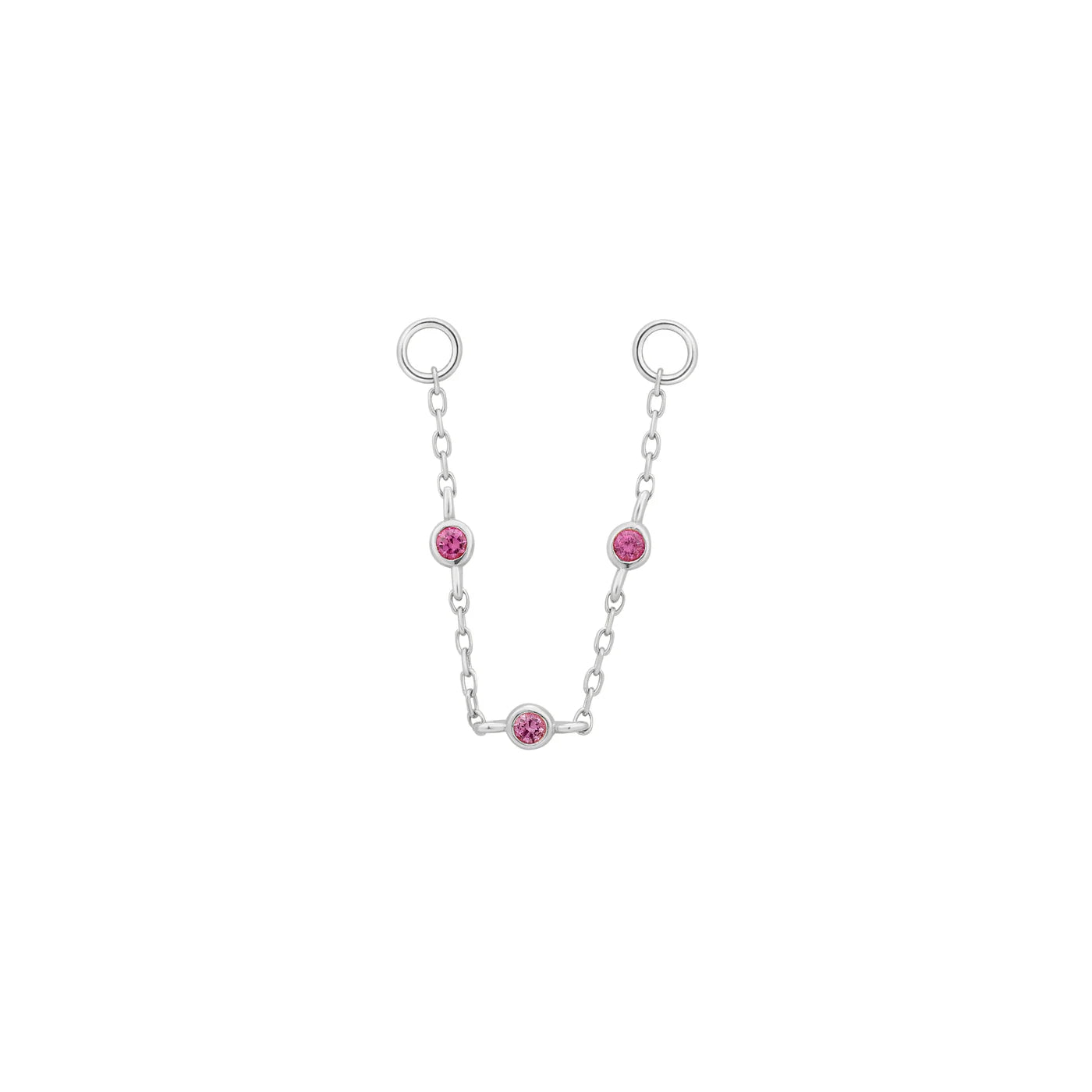 BUDDHA JEWELRY - 3 BEZEL PINK SAPPHIRE - 14KT SOLID GOLD - CHAIN