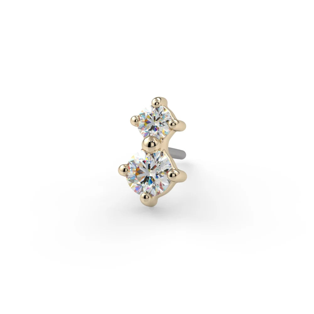 KIWI DIAMOND - DUO (SMALL) - 14KT SOLID GOLD - THREADLESS END
