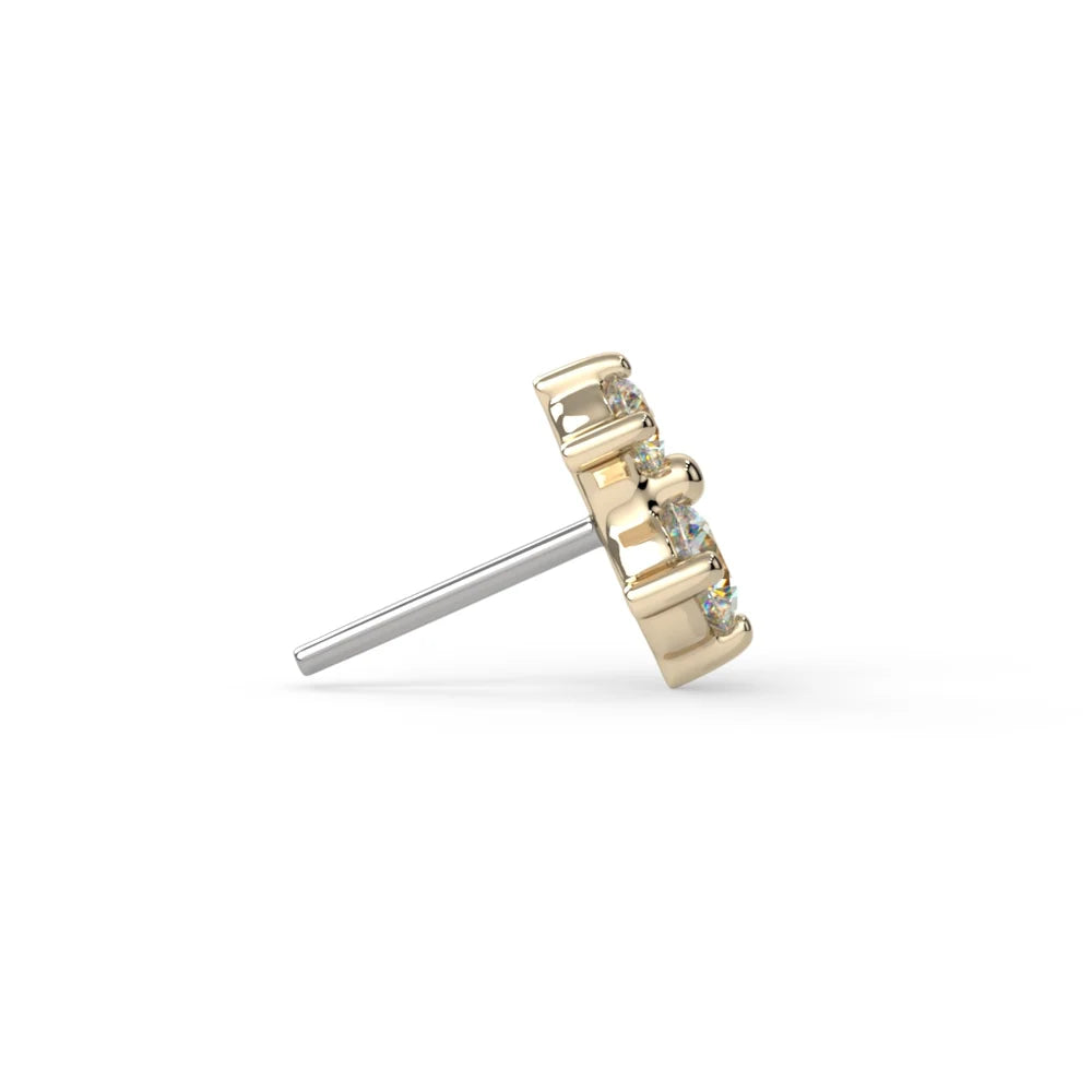 KIWI DIAMOND - DUO (SMALL) - 14KT SOLID GOLD - THREADLESS END