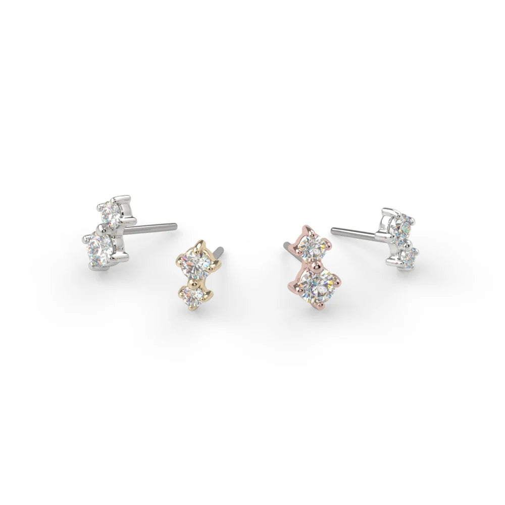 KIWI DIAMOND - DUO (SMALL) - 14KT SOLID GOLD - THREADLESS END
