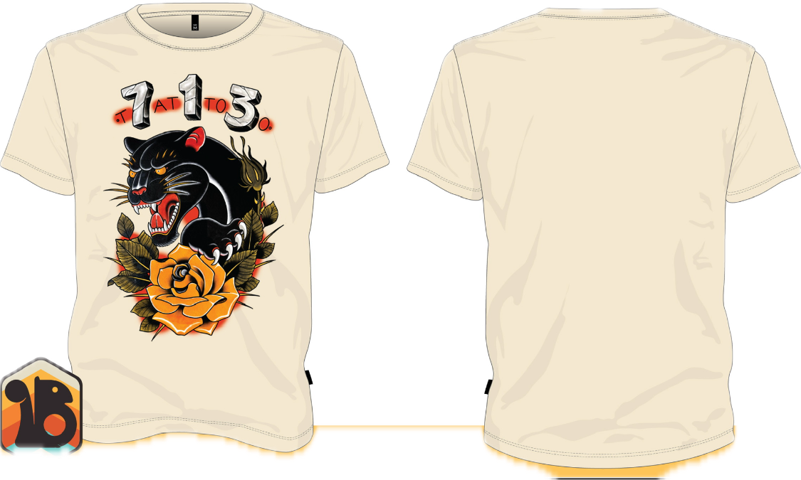 713 Tattoo Shirt - Panther Rose - Ivory - T-Shirt