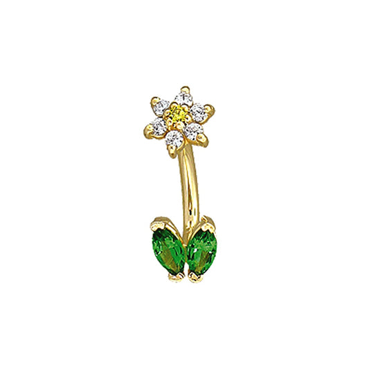 BVLA - DAISY - 14KT SOLID GOLD - CURVED BARBELL