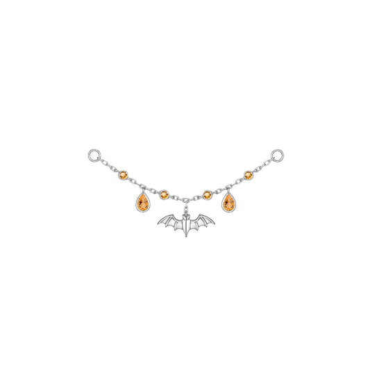 MODERN MOOD - HALLOWEEN COLLECTION - BAT CHAIN - CITRINE - 14KT WHITE GOLD - CHAIN