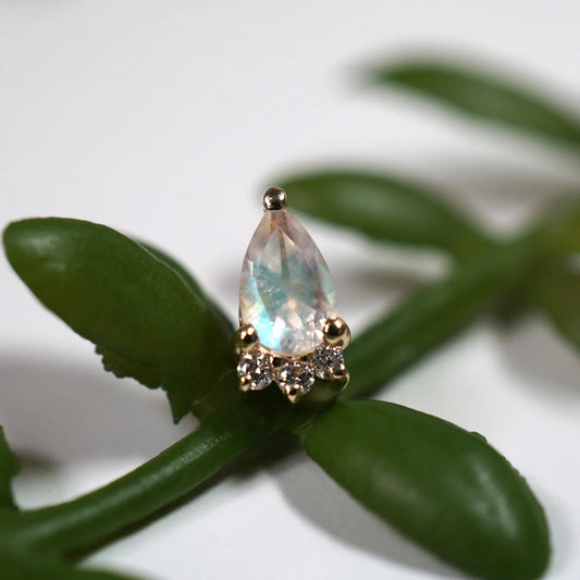 MODERN MOOD - LEIA PEAR FACETED GEMSTONE - 14KT SOLID GOLD - THREADLESS END