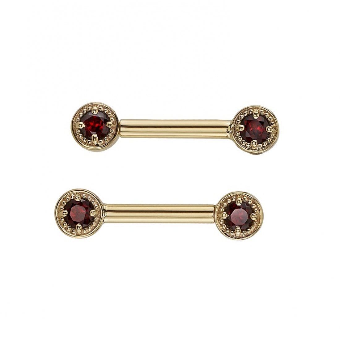 BVLA - MILLGRAIN PRONG BARBELL - 14KT SOLID GOLD - BARBELL