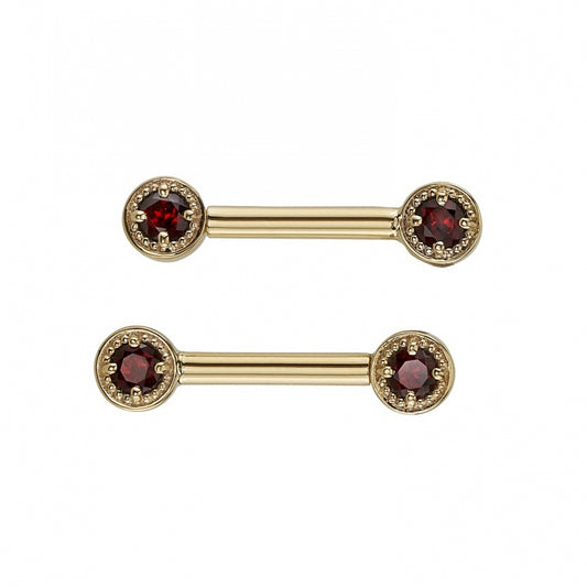 BVLA - MILLGRAIN PRONG BARBELL - 14KT SOLID GOLD - BARBELL