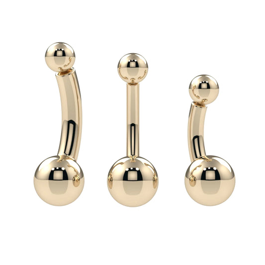 KIWI DIAMOND - CURVED BARBELL - 14g - 14KT OR 18KT SOLID GOLD