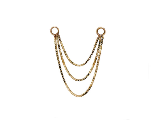 QUETZALLI JEWELRY - TRIPLE BOX CHAIN - 14KT SOLID GOLD