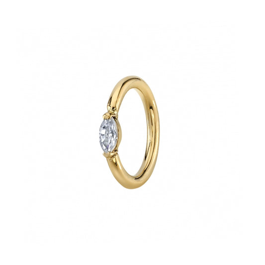 BVLA - MARQUISE V PRONG RING - 16G 3/8" - 14KT SOLID GOLD - FIXED SEAM RING