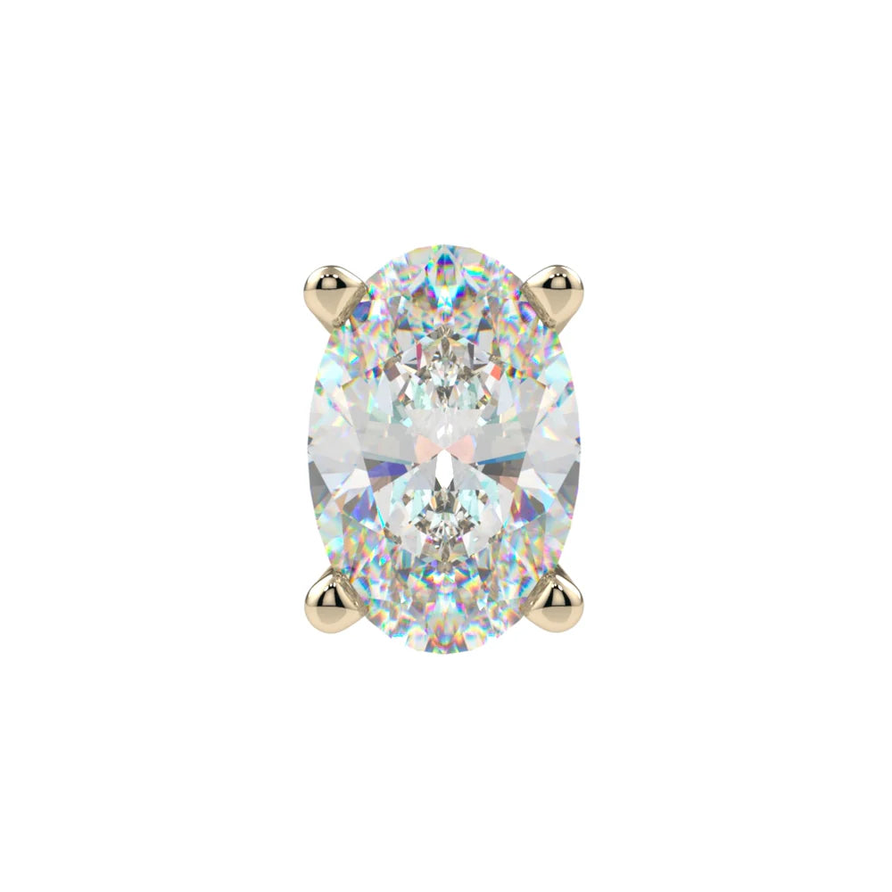 KIWI DIAMOND - OVAL PRONG - 14KT SOLID GOLD - THREADLESS END