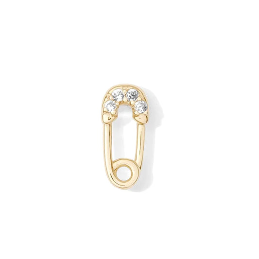 TAWAPA - SAFETY PIN WITH GEMSTONES - 14KT SOLID GOLD - THREADLESS END