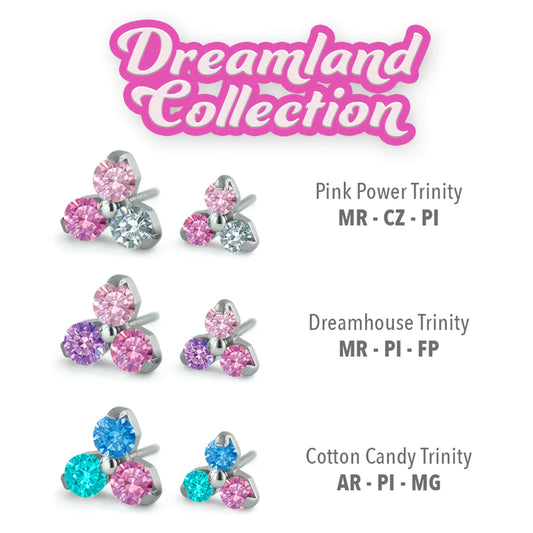 NEOMETAL - DREAMLAND TRINITY FACETED GEMS - TITANIUM - THREADLESS END