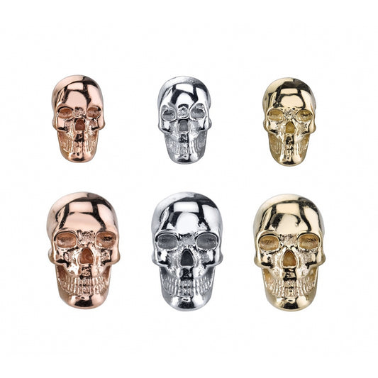 BVLA - SKULL WITH FLAT BACK - 14KT SOLID GOLD - THREADED END