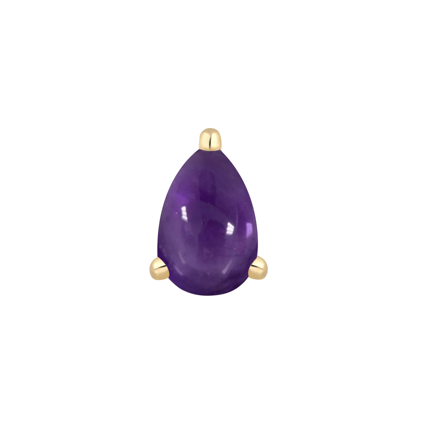 BUDDHA JEWELRY - AMETHYST PRONG PEAR - 14KT SOLID GOLD - THREADLESS END
