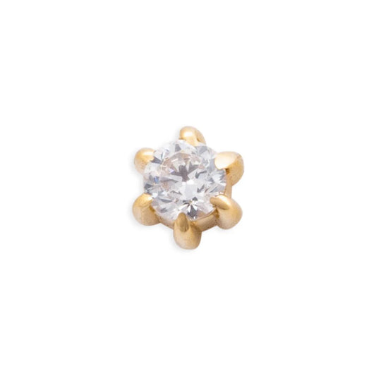 TAWAPA - PRONG GEMSTONE - 3MM - 14KT SOLID GOLD - THREADLESS END