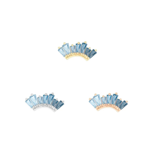 BUDDHA JEWELRY - ENLIGHTEN - BLUE TOPAZ OMBRE - 14KT SOLID GOLD - THREADLESS END