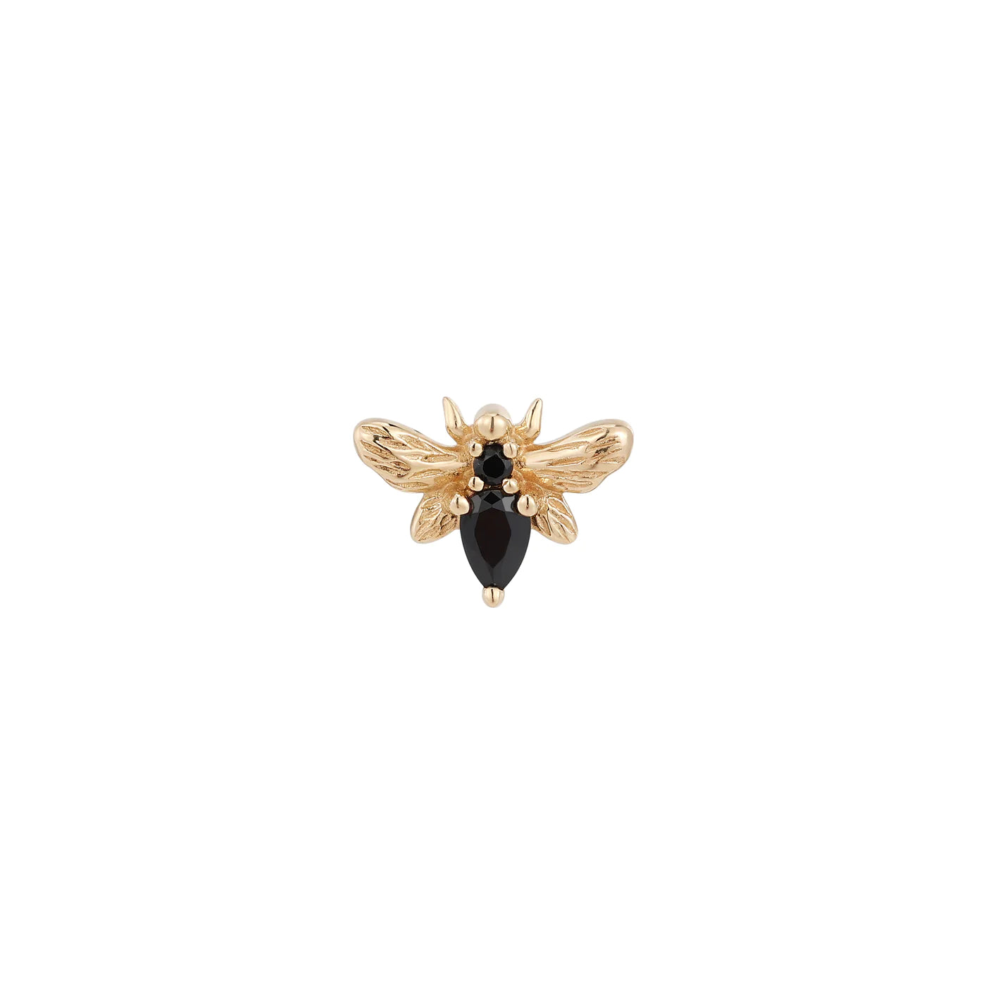 BUDDHA JEWELRY - BEE CHIC - BLACK SPINEL - 14KT SOLID GOLD - THREADLESS END