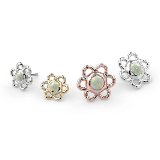 KIWI DIAMOND - LILA FLOWER - 14KT SOLID GOLD - THREADLESS END