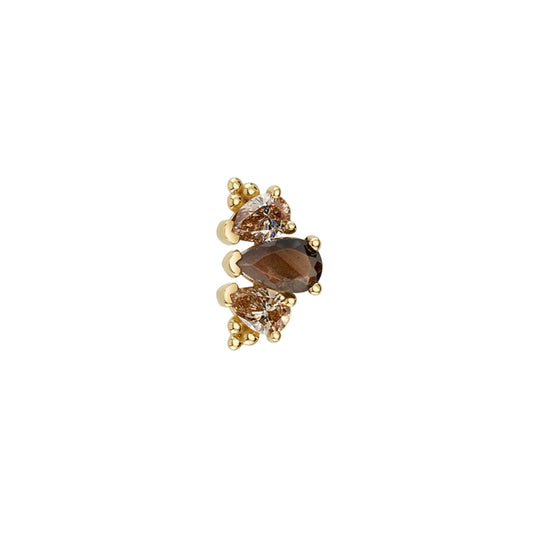 BVLA - GRADUATED 3 GEM PEAR PANARAYA - 14KT SOLID GOLD - THREADED END